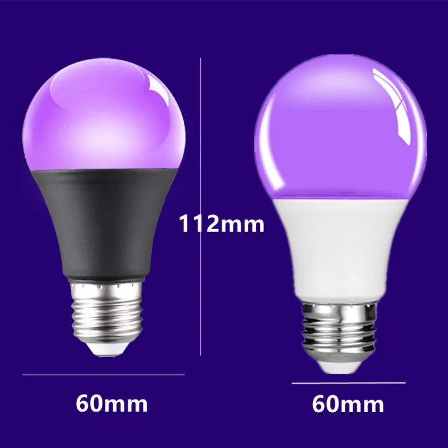 12W Purple Light Bulb Glow in The Dark Party Supplies Party Lamp Blacklight Bar Fluorescent Decoration E27 UV Atmosphere Bulb