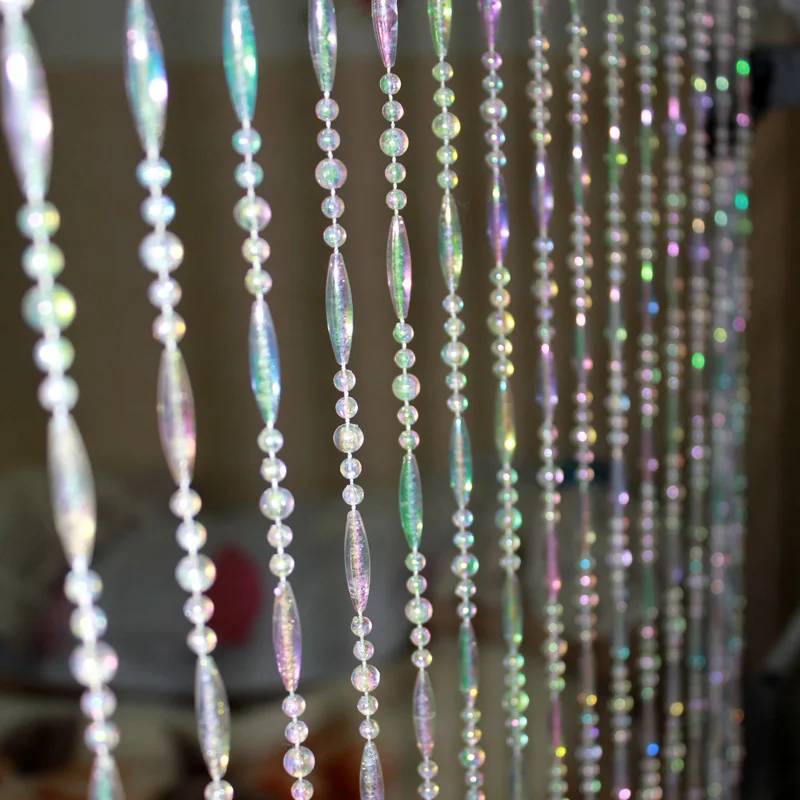 Home Decor Door Curtain Colorful White Acrylic Plastic Beads String Curtain Window Balcony Garden DIY Decoration Ornament