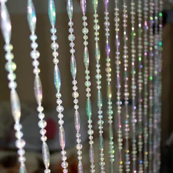Home Decor Door Curtain Colorful White Acrylic Plastic Beads String Curtain Window Balcony Garden DIY Decoration Ornament