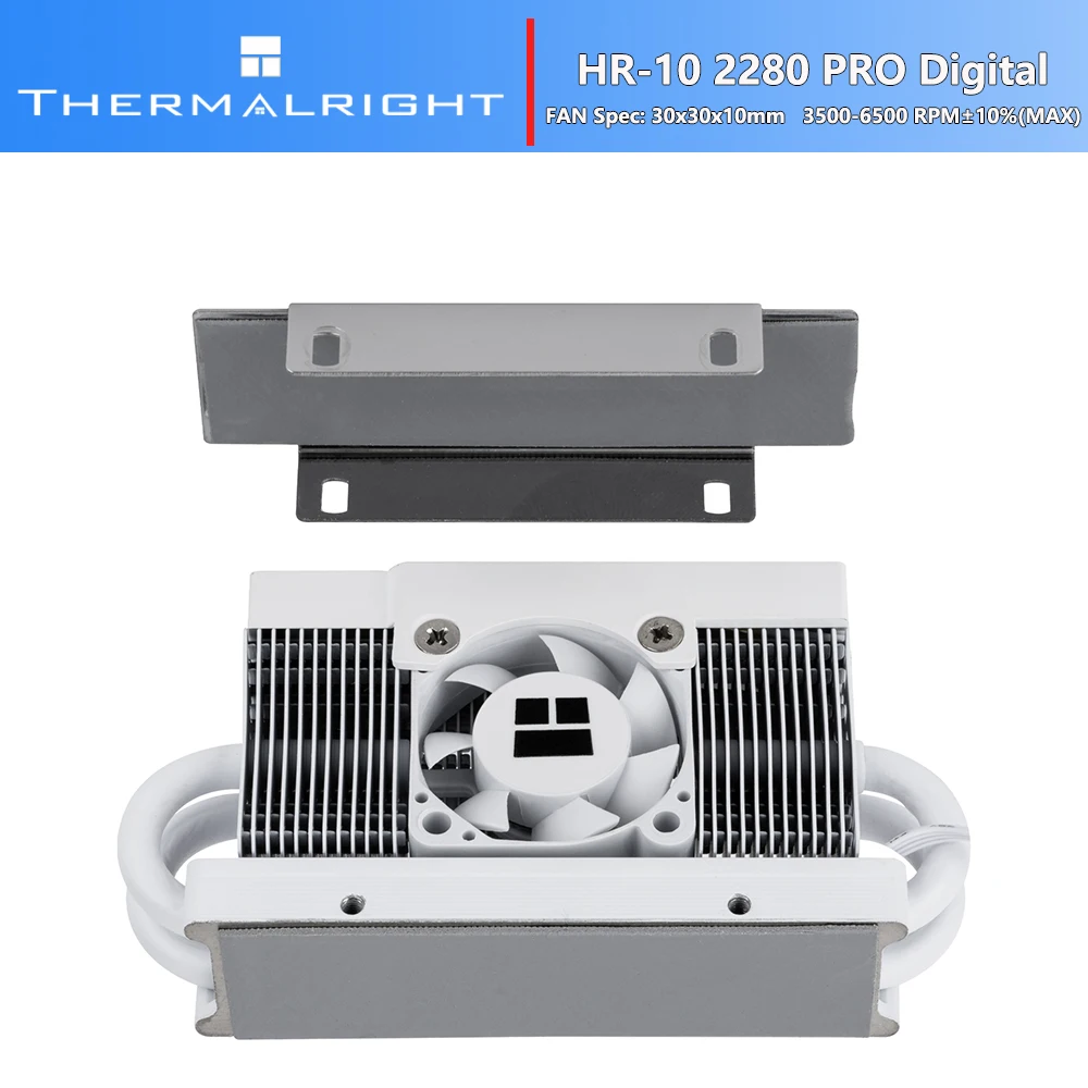 Thermalright HR-10 2280 PRO DIGITAL M.2 SSD Cooler With Screwdriver 5mmx4Units Heatpipe 30x30x10mm 4Pin Fan Temperature Control