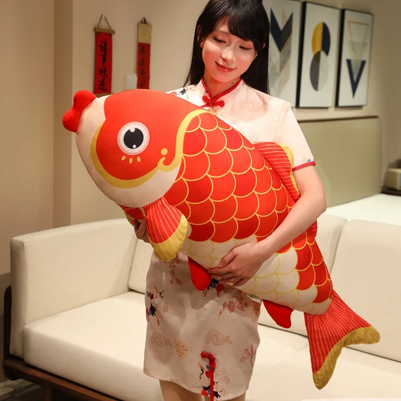 60-100 Cm Kawaii Cartoon Simulatie Anime Koi Vis Knuffel Knuffel Kinderen Vis Kussen Handgemaakte Rustgevende pop Gift