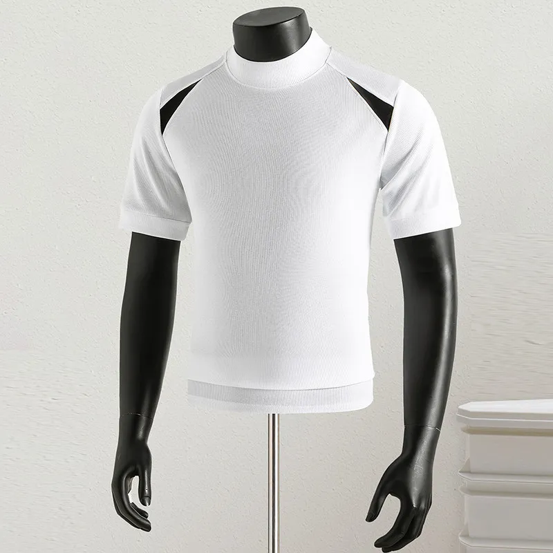 2026 Lyocell Short Sleeve T-shirt for Men Summer Fashion Versatile Contrasting Color Men's T-shirt Casual Business Base Shirt