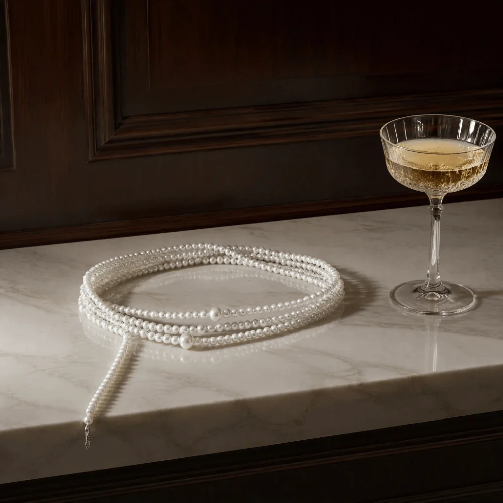 Multilayer Design Pearl Waist Chain Imitation Pearl Embellished Detail Body Chain Belt Metal Accessory Adjustable Chain
