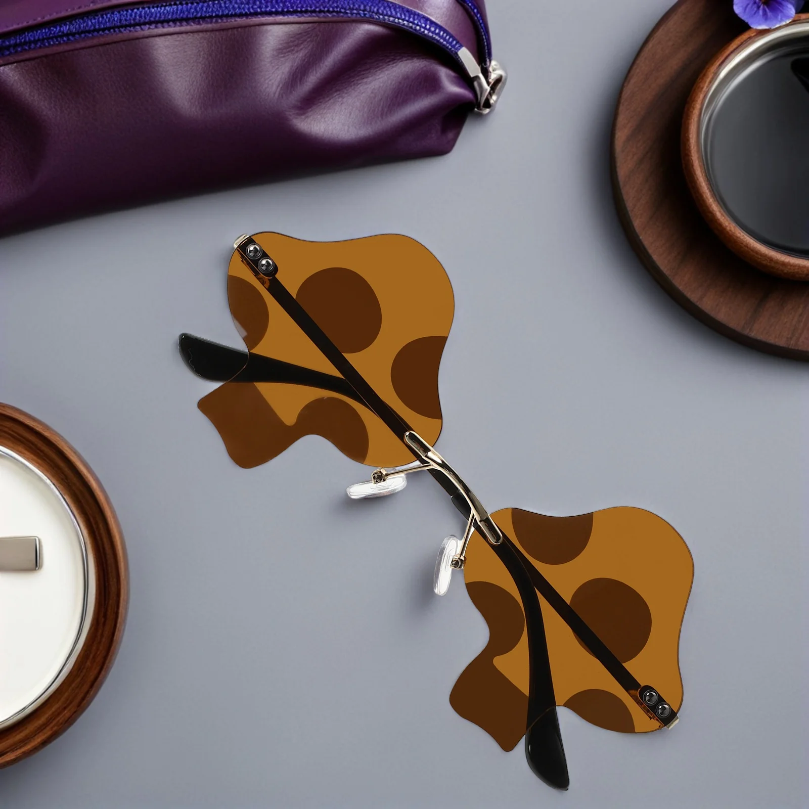 2Pcs Creative Sunglasses Mushroom Design Frameless Retro Shades for Uv Protection Lightweight Fun Party Festival Beach Wear