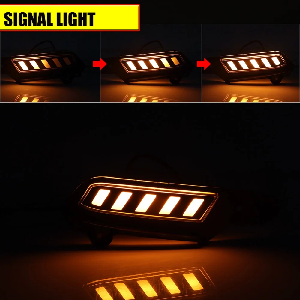 Dual-color Amber LED Front Bumper Sequential Turn Signal Lights w/ Xenon White DRL Fog Lights Kit For Toyota Tacoma 2016-2023 - view 4