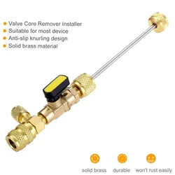 Valve Core Remover Installer Tool, R410A R22 AC Schrader Valve Core Remover, Dual Size 1/4