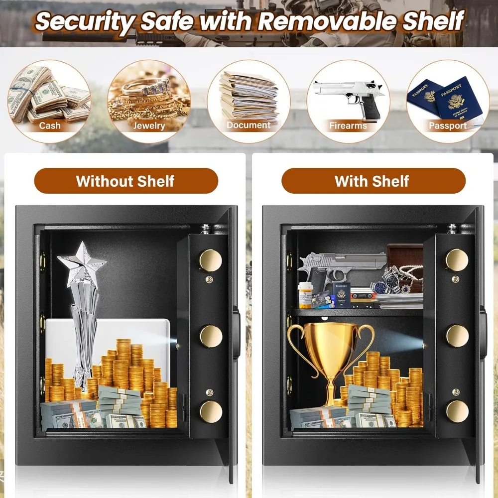 Large 17.71 Cubic Foot Digital Electronic Lock Fireproof Home Safe with A4 Size Fire-Resistant Document Bag