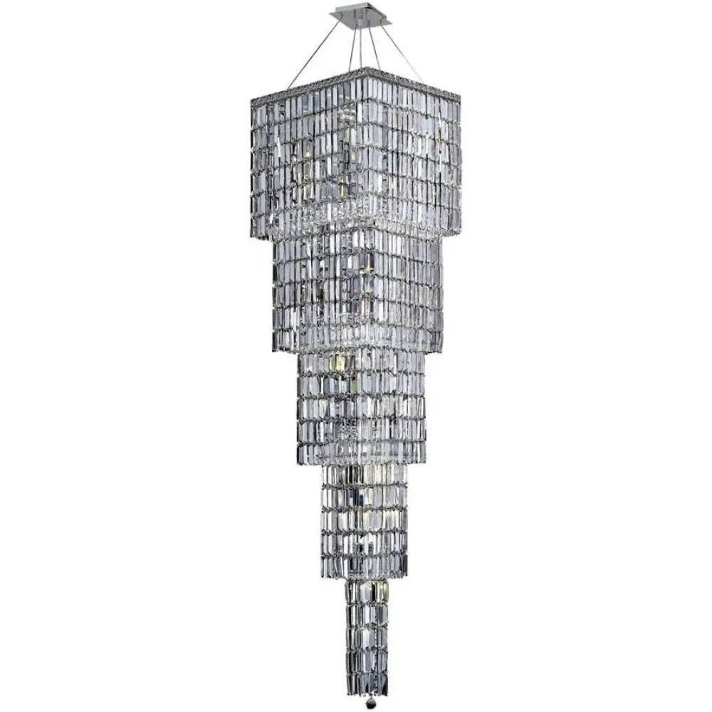 22 Light Chandelier: 22 Inches (L) X 22 Inches (W) X 80 Inches (H), Crystal (Clear) / Strass , Glam Styly Hanging Chandelier