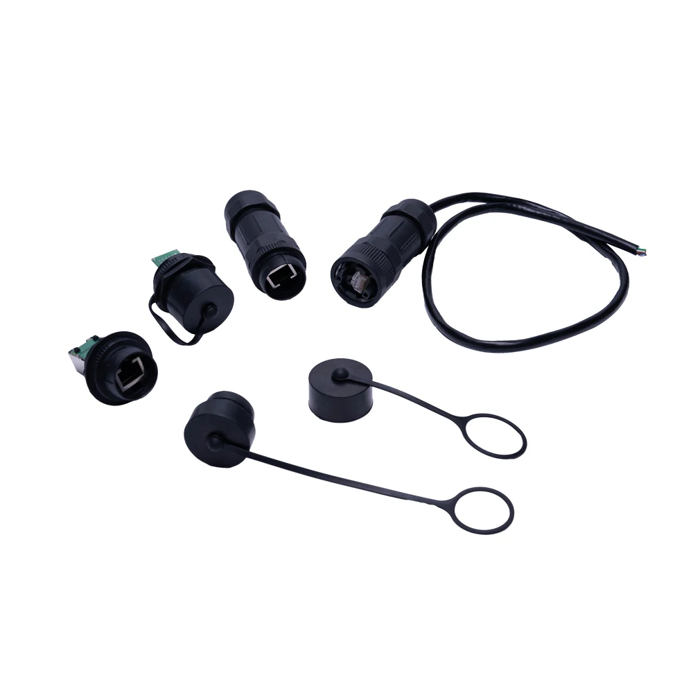 Industrial Grade Cat5e 1Gbps Push-Lock IP67 Waterproof RJ45 Female Jack Panel Mount Connector