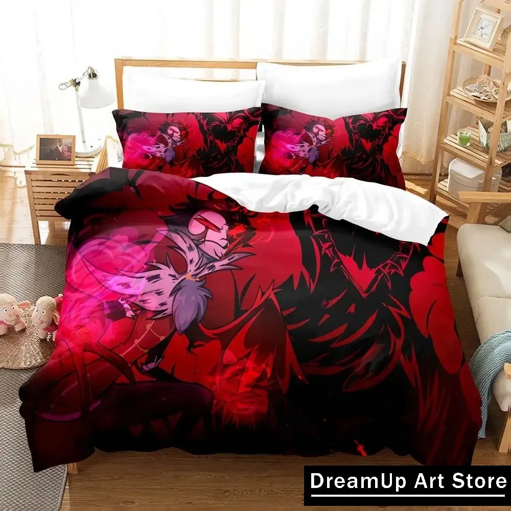 Cartoon Blitzo Buckzo Hazbin Hotel Helluva Boss Bedding Set Quilt Cover Bed Cover with Pillowcase Twin Single Queen King Size