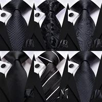 Black Floral Wedding Tie For Men Handky Cufflink Elegant Necktie For Men Fashion Designer Business Party Dropshiping silk