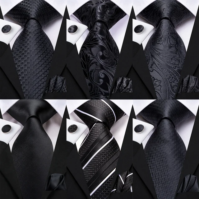 Black Floral Wedding Tie For Men Handky Cufflink Elegant Necktie For Men Fashion Designer Business Party Dropshiping silk Black Floral Wedding Tie For Men Handky Cufflink Elegant Necktie For Men Fashion Designer Business Party Dropshiping silk