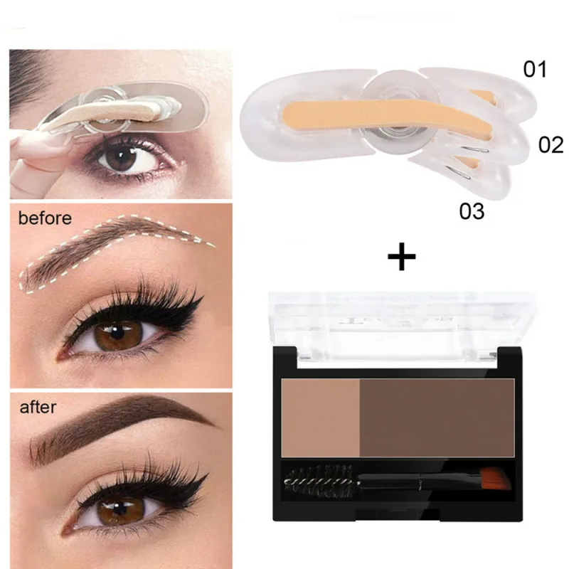 

Adjustable Eyebrow Stamp Kit Double Color Perfect Arch Eyebrow Shadow Powder Palette Eyebrow Seal Eye Brow Enhancers Eye Brow