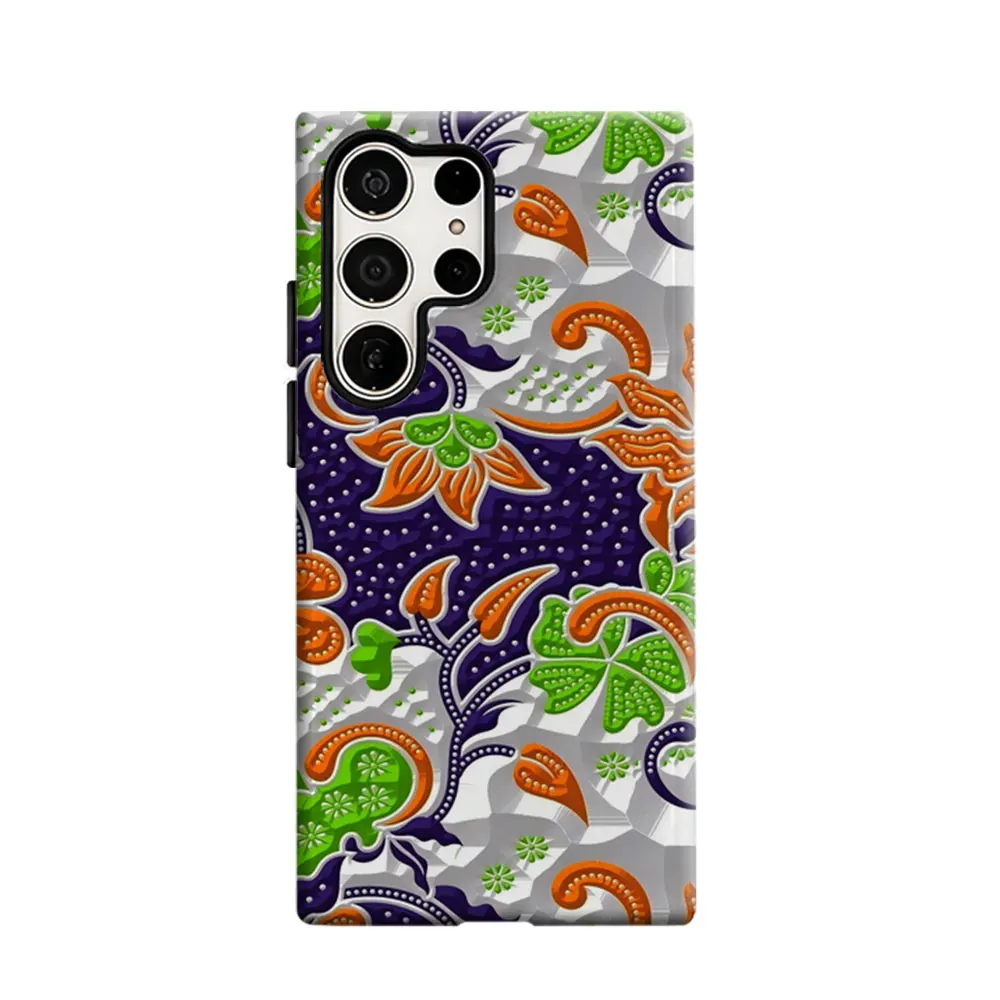 CaseLumi Phone Case For Samsung Galaxy S25 S24 S23 Ultra Plus HD Hard Bohemian Floral Fusion Double Layer Cover Film Shell