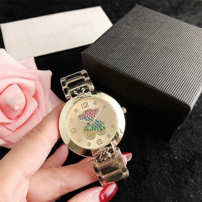 Reloj femenino estilo oso, reloj de lujo multicolor para mujer, reloj de pulsera de acero, reloj de pulsera Saat