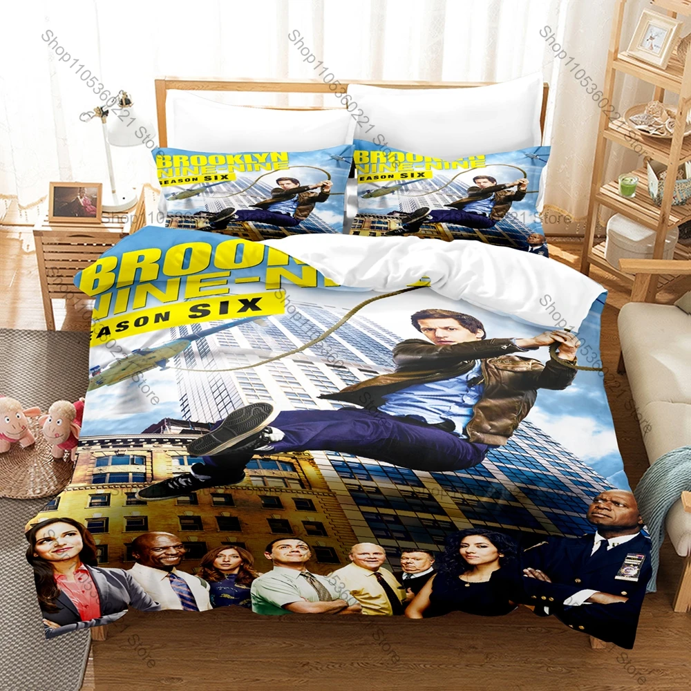 Cool B-Brooklyn Nine-Nine 3PCS Bedding Set TV Show Character Print Soft Microfiber Duvet Cover Pillowcase Bedroom Decor