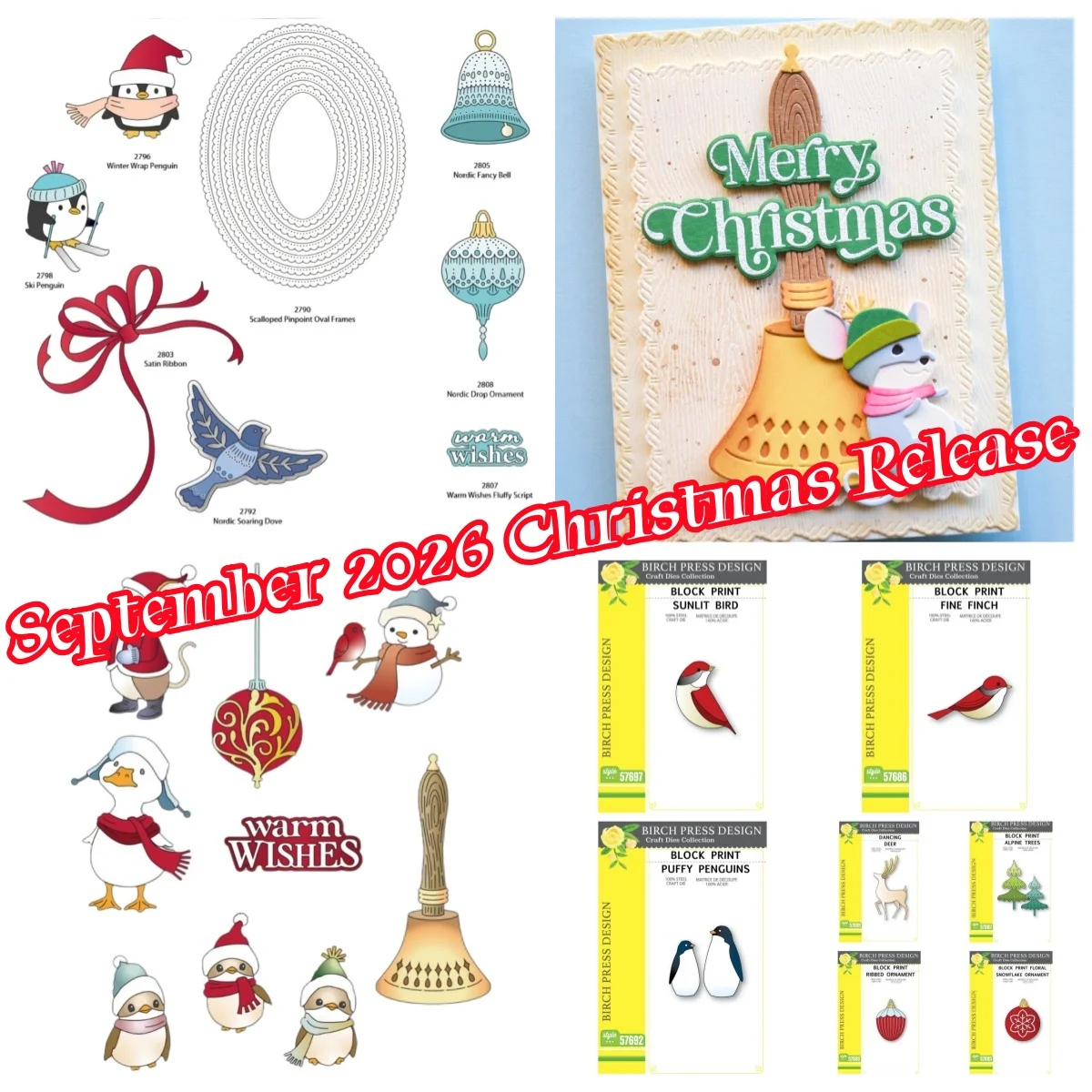 Christmas Sunlit Bird Tree Snowman Mouse Nordic Metal Cutting Dies Clear Stamps for DIY Decorating Scrapbook Gift 2026 Newest