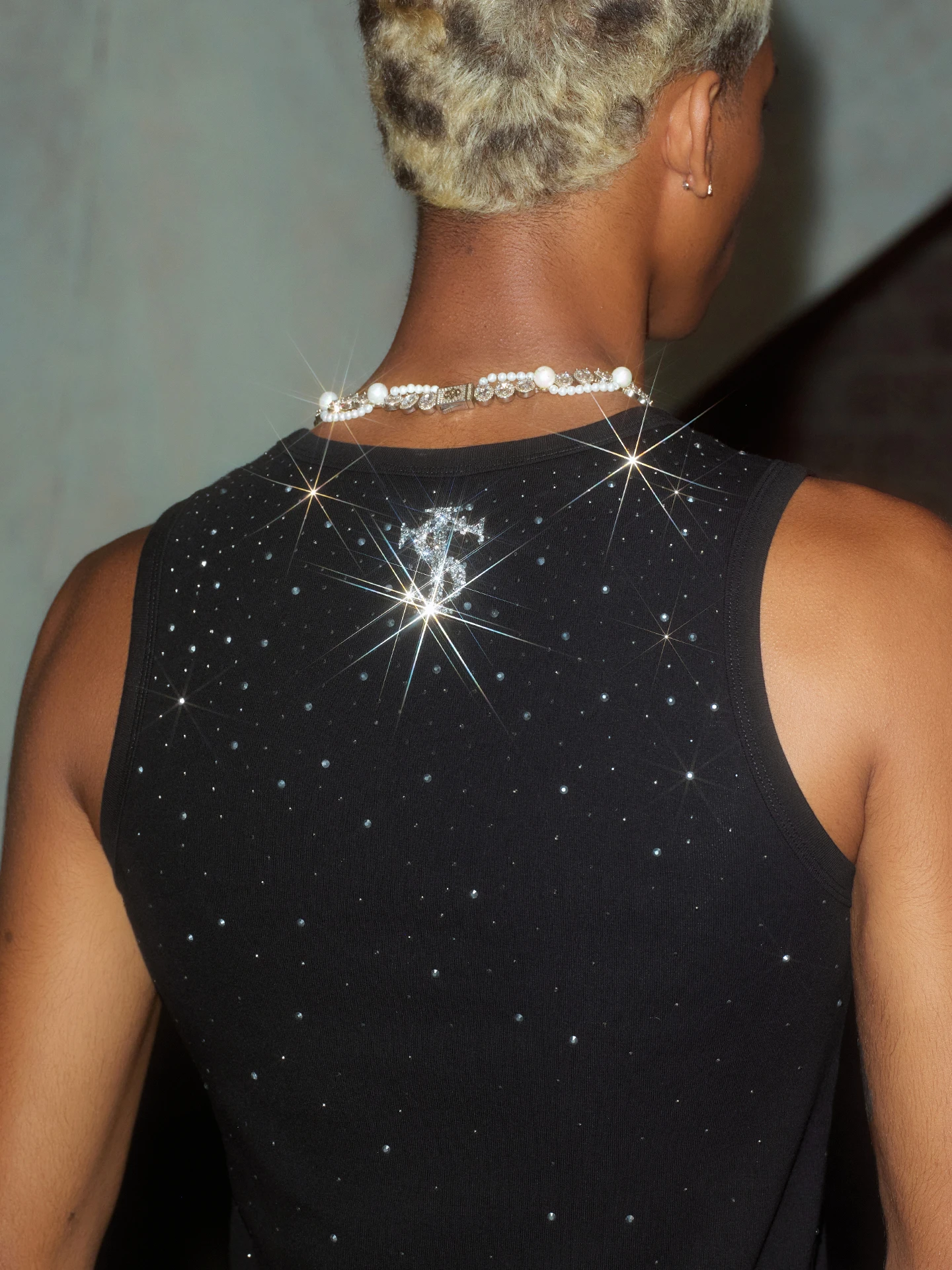 STK SmallTownKid Diamond Embellished Sleeveless Vest Unisex High Street Style Cool Lightweight Knitted Summer Top