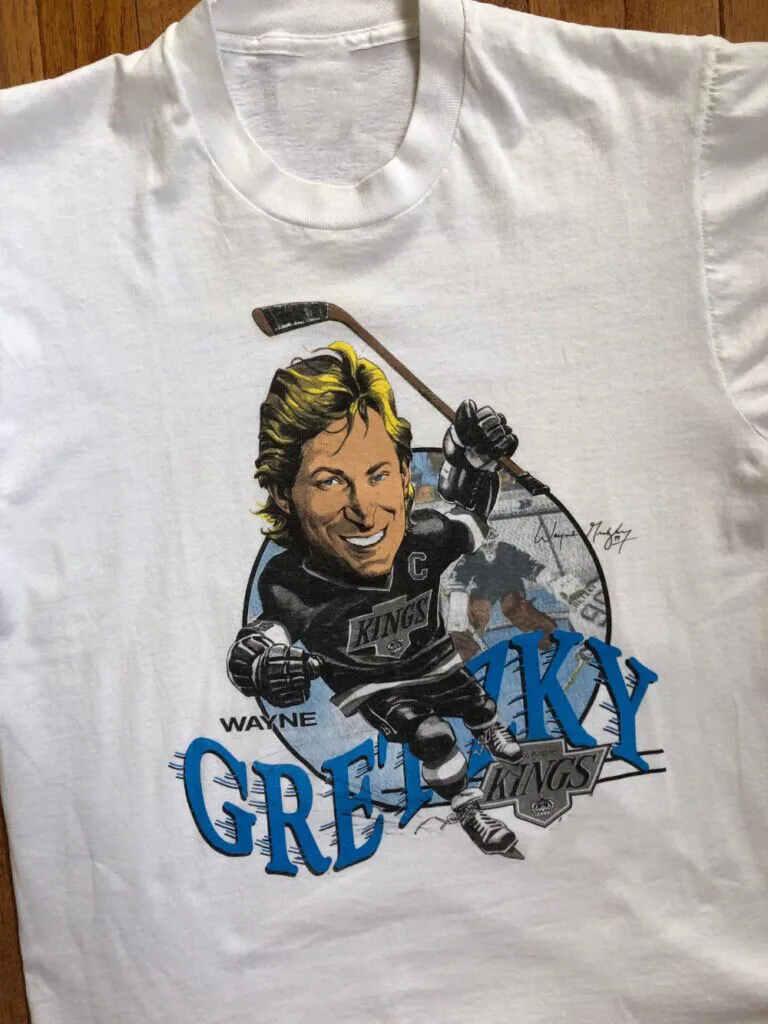 Vtg Wayne Gretzky Caricature Heavy Cotton White For Men All Size Shirt MM857