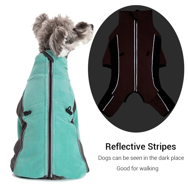 

Winter Dog Jumpsuit Thicken Fleece Warm Dog Overalls For Small Dogs Reflective Windproof Puppy Clothes Adjustable