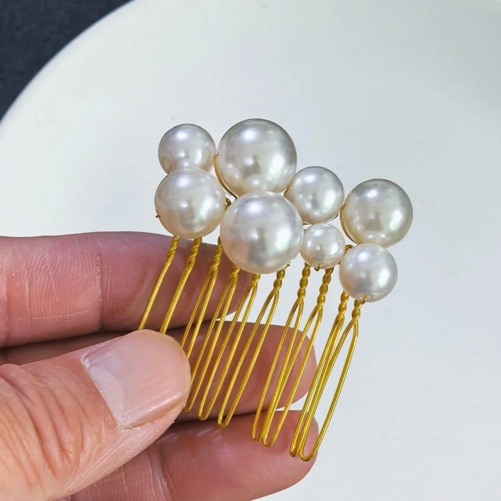 Pearl Crystal Hair Pins Comb Set Bridal Wedding Hair Accessories Handmade U-shaped Hairpins air Comb for Bridesmaids,Prom view 5