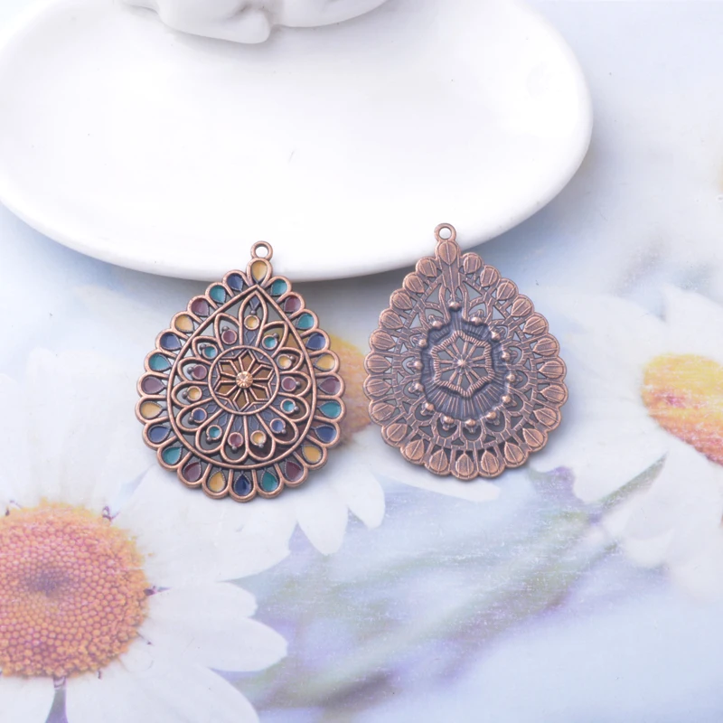 10 Stück/Set Böhmischer Stil Legierung Emaille Wassertropfen Anhänger Schmuckzubehör Ohrringe Strass Charms – Detail 10