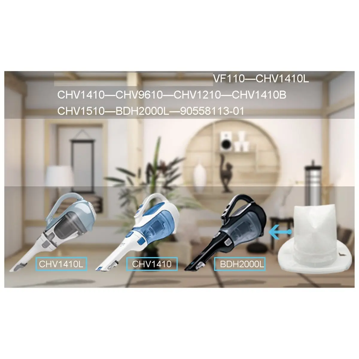 Replacement Filter for Black & AdvancedClean Cordless Handheld Vacuum Dust Buster Compact Hand VAC