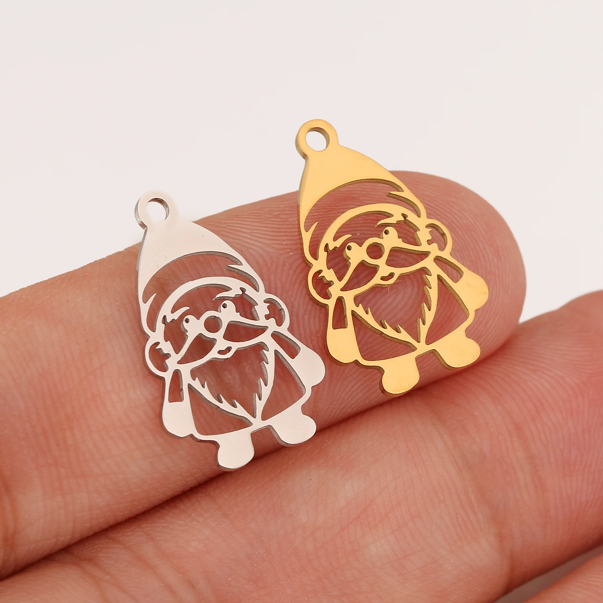 5 Stück Weihnachtsbaum/Süßigkeit Zuckerrohr/Schneemann/Weihnachtsmann Charm Edelstahl Stiefel Weihnachten Anhänger DIY Halskette Armband Schmuckherstellung – Detail 12