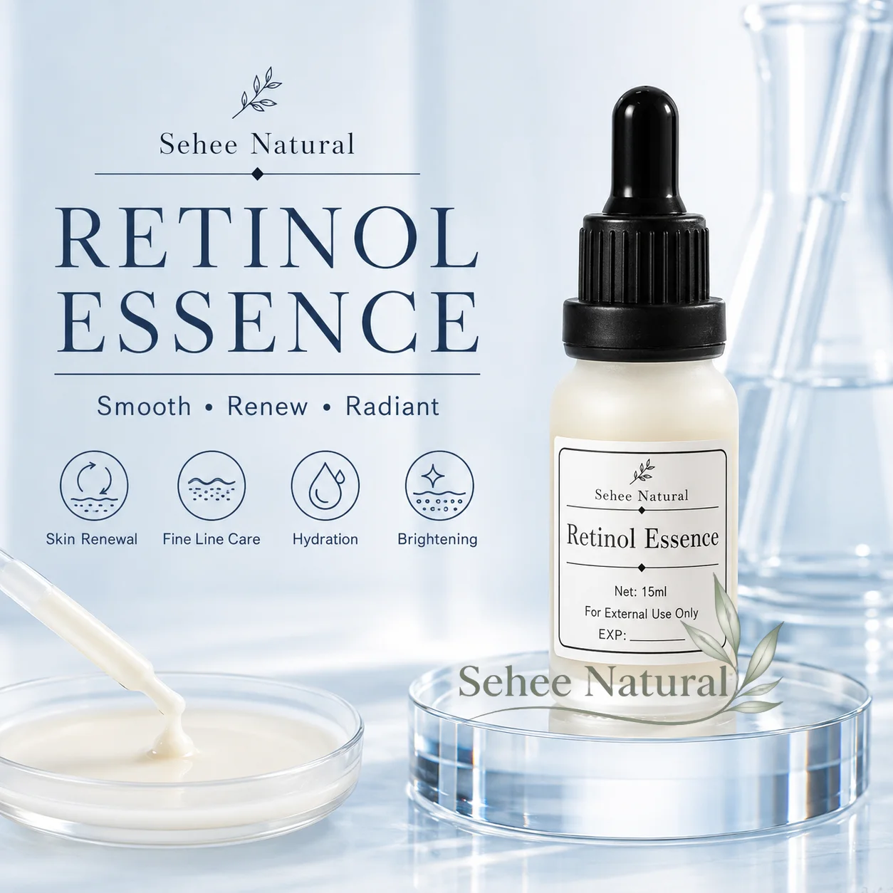 Retinol Facial Essence 15ml Hydrating Brightening Serum for Fine Line Care Smooth Radiant Looking Skin