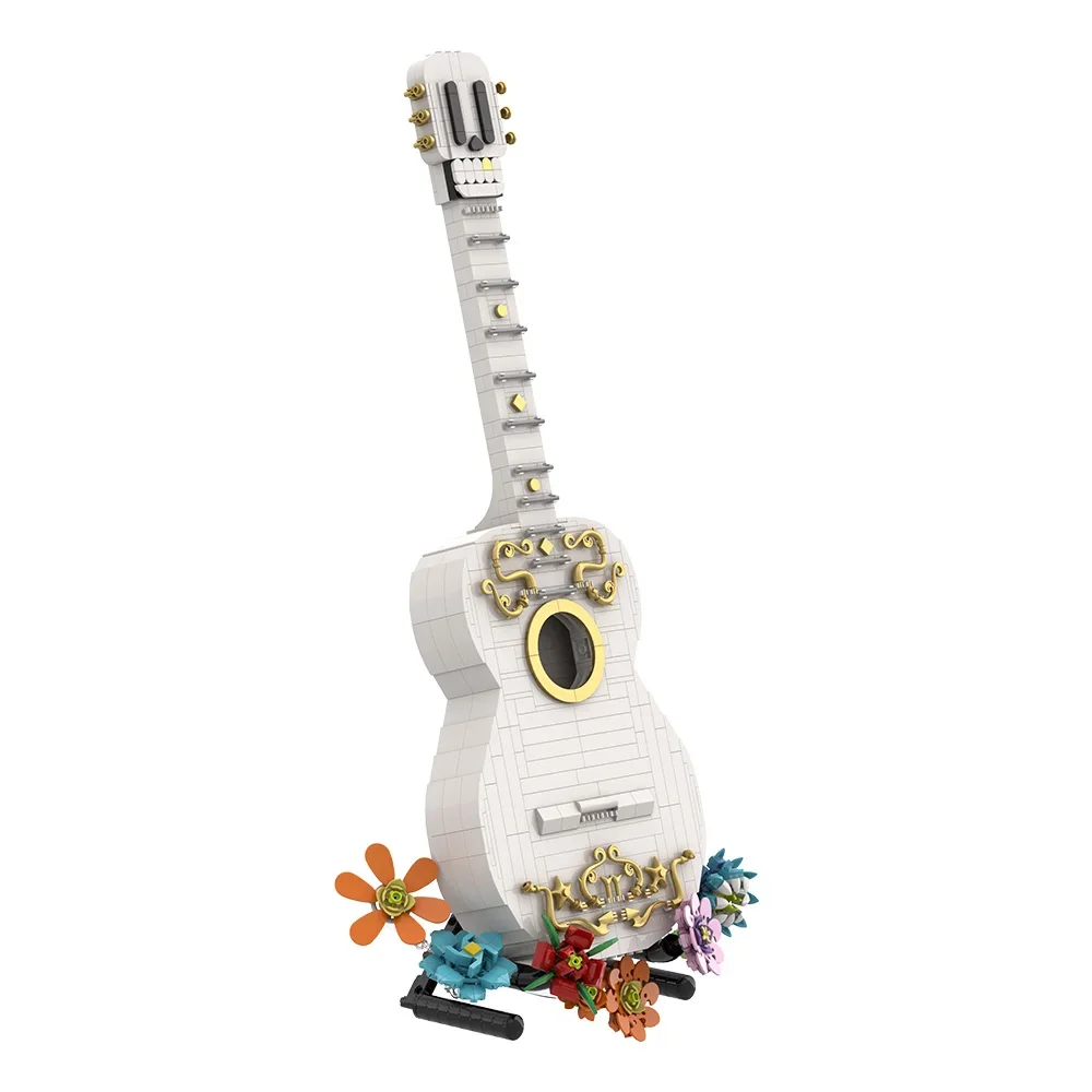 

MOC Coco: Coco Adventures White Guitar Building Blocks Halloween Guitar Death's Day Gift