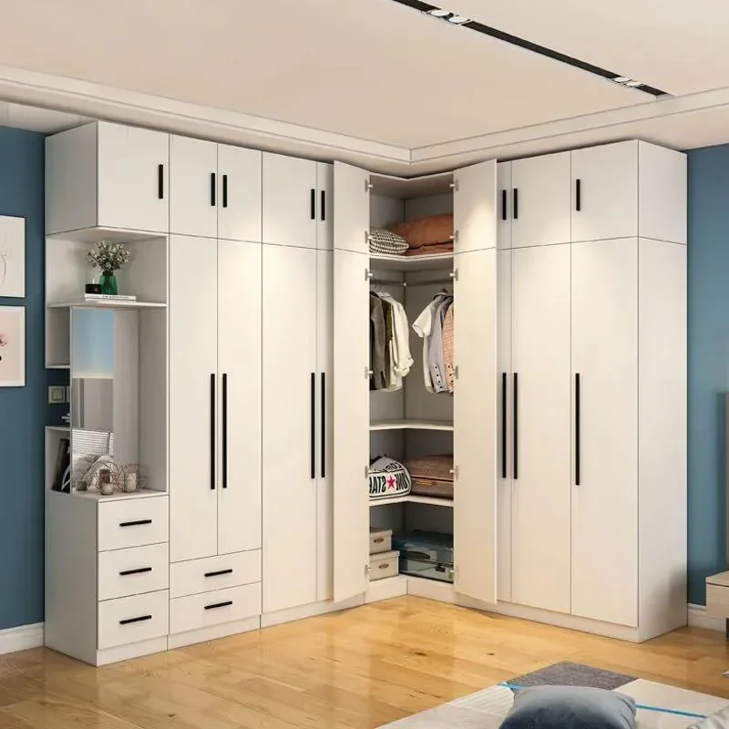 The product can be customizedL-shaped corner wardrobe 90 degree household bedroom small unit minimalist modern coat c