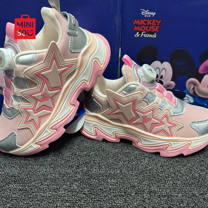 

Детская обувь Miniso 2025 Disney, кожаные водонепроницаемые повседневные кроссовки для бега для мальчиков и девочек