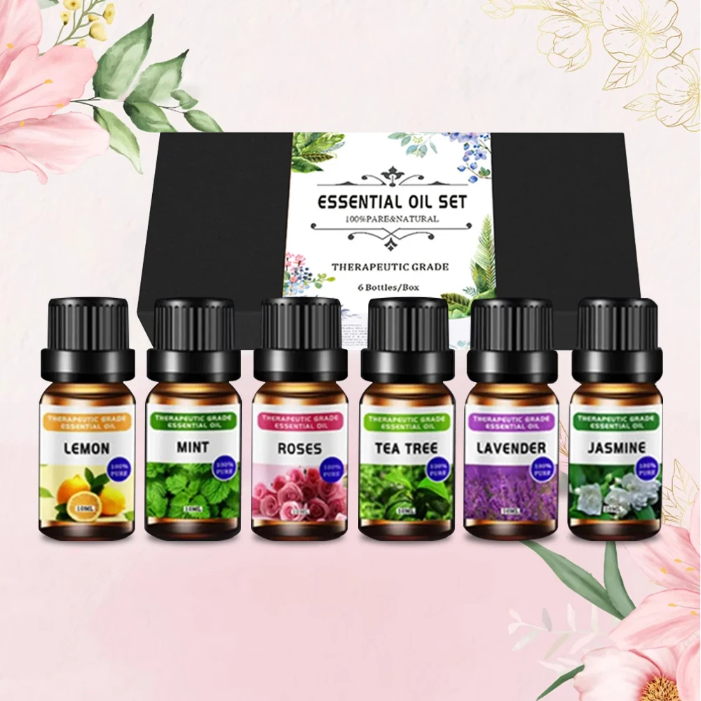 

6 in 1 Aromatic Essential Oil Kit Diffuser Blend for Home office Meditation 100% natural plant extract 6 fragrance selection.