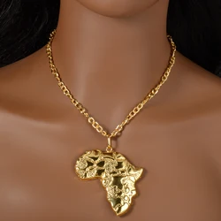A Set Fashion Pendant Necklace African Map Versatile for Men and Women Hip-Hop Style Suitable for Parties and Daily Wear Gift