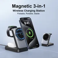 Foldable Magnetic 3-in-1 Wireless Charger 15W Fast Charging Station for IPhone 16-14 Pro Max/AirPods/Apple Watch,Travel Dock