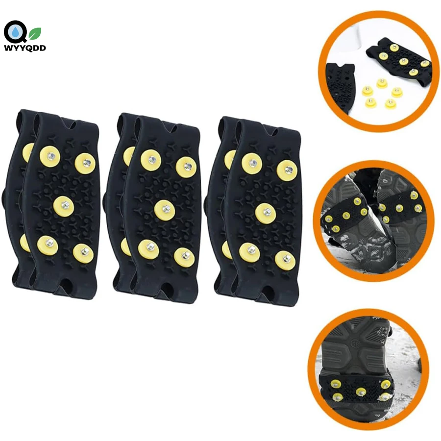 

Kids Silicone ICE CRAMPONS – Anti-Slip 5 Spikes for Footwear,Traction Grips for Walking, Hiking, Snow, and ICE Adventures