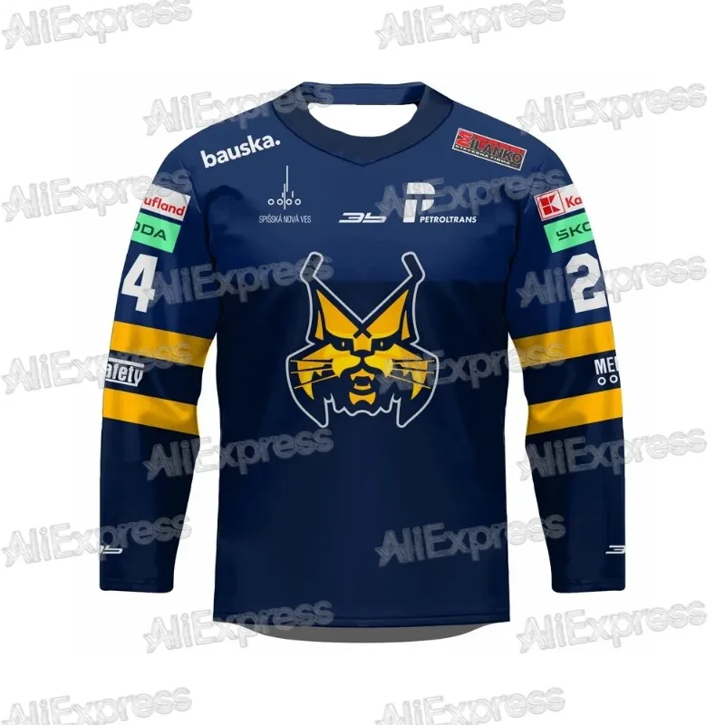 2025-26 العصرية EHL HK Spisska Nova Ves الوافدين الجدد للجنسين اللاعبين تشيكوسلوفاكيا ثلاثية الأبعاد طباعة الهوكي جيرسي طاقم الرقبة تي شيرت موتو