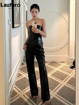 Lautaro Spring Shiny Crocodile Print Pu Leather Straight Pants Women Luxury Designer Clothes Chic High Waist New Collection 2026 4 Lautaro Spring Shiny Crocodile Print Pu Leather Straight Pants Women Luxury Designer Clothes Chic High Waist New Collection 2026 4