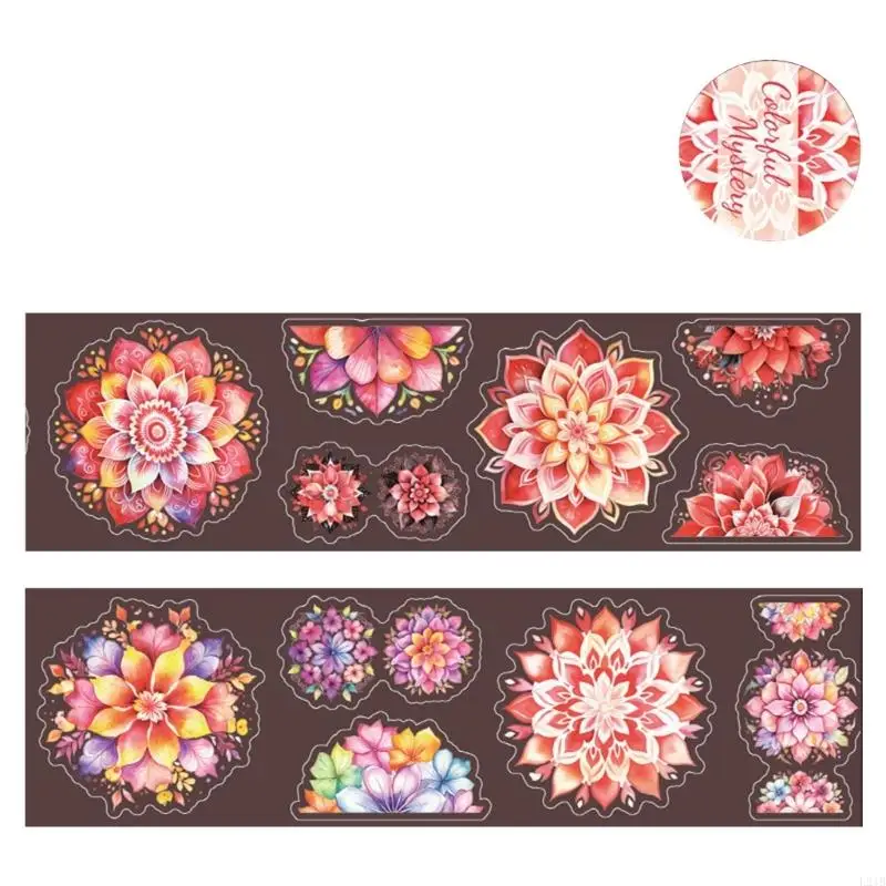 2025 New 1 Roll Waterproof Decorative Sticker for Scrapbook Journal Card, Flower Sticker, PET Adhesive Floral Aesthetic Sticker