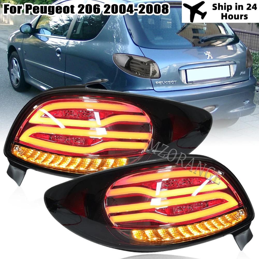 1Pair LED Rear Tail Lights For Peugeot 206 206CC 2004 2005 2006 2007 2008 Stop Brake Turn Signal Lamp Car Accessories Tools