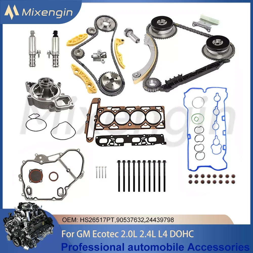 Head Gasket Set Timing Chain Kit For Chevy Buick Gmc Pontiac GM Ecotec 2.4L 2.0L L4 DOHC 06-16 Water Pump VCT 94201S HS26517PT