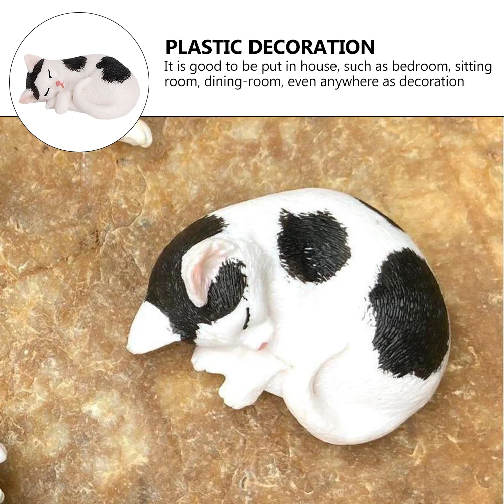 10pcs Premium Cat Sleep Statue Simulation Kitten Figurine Craft Home Decor Tabletop nament Home Decor Mini Model