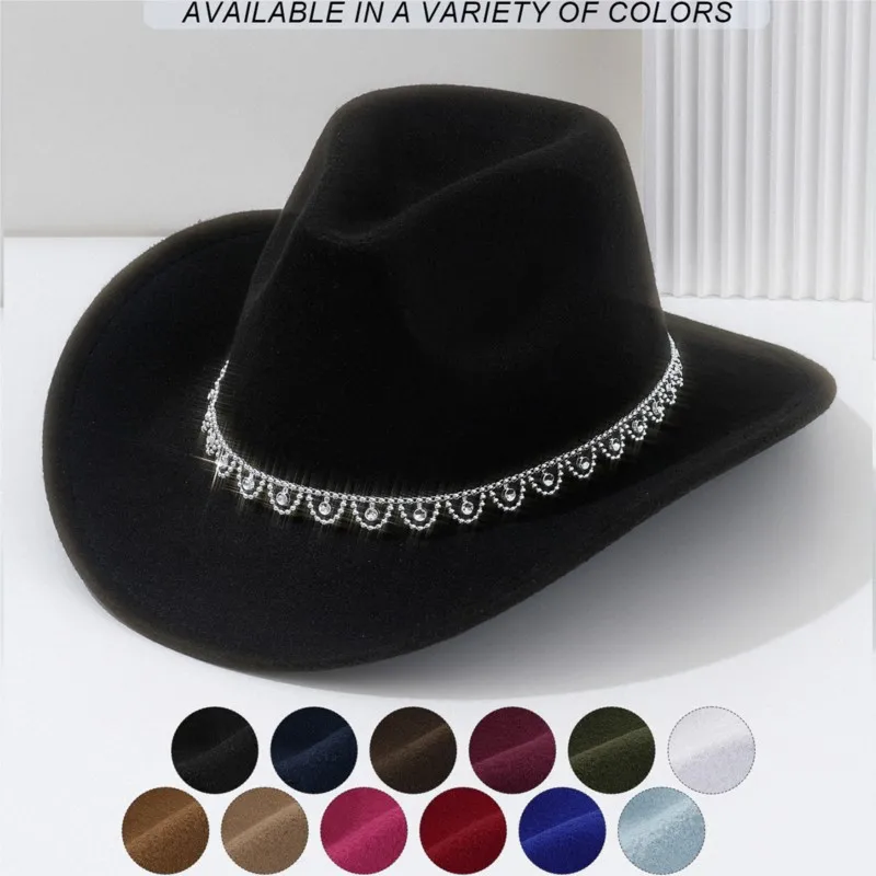 Brown felt top hats for men and women curved light luxury water belt music festival