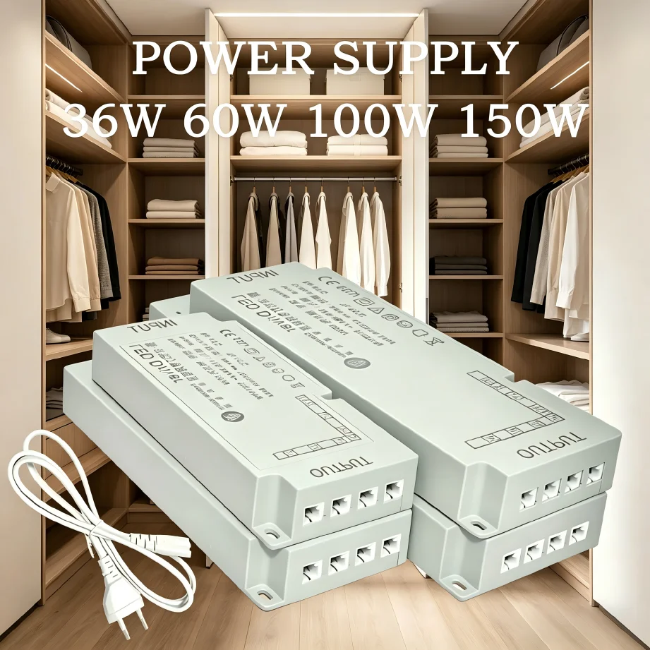 AC 220V To DC 12V/24V Dimming Switching Power Supply 36W-150W EU Plug/US Plug Adapter For LED Strip Light Wardrobe Home Lighting