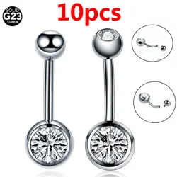 10pcs G23 Titanium Belly Button Rings Piercing Women Ball Zircon Navel Piercings Ombligo Sexy Body Piercing Belly Wholesale