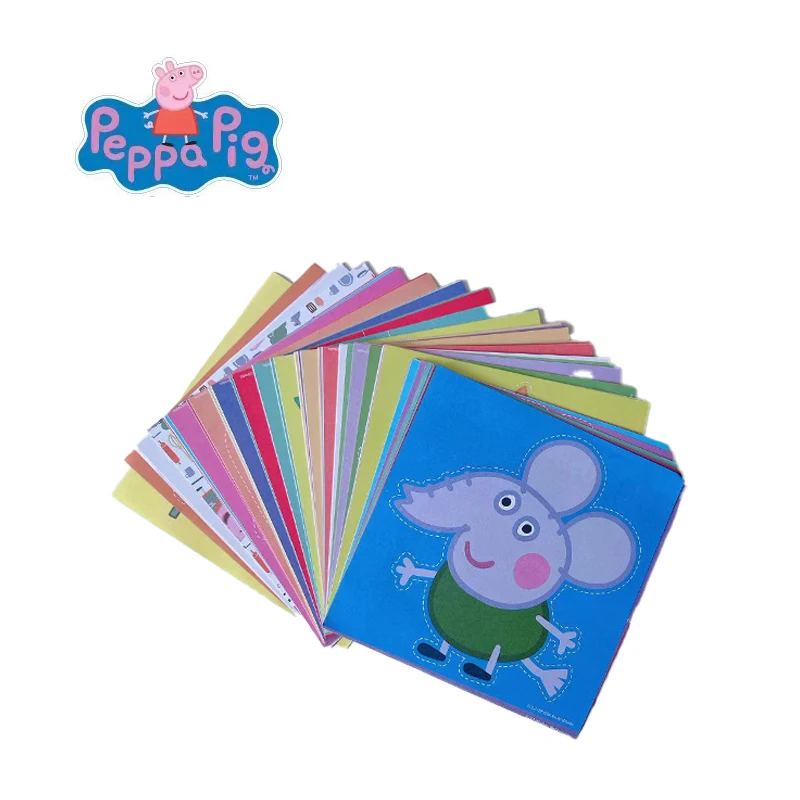 108pcs Peppa Pig Funny Paper Cuttings Origami Handmade Children\'s Colored Paper Kinder garten Learn Cartoon Baby Puzzle Toy Gift