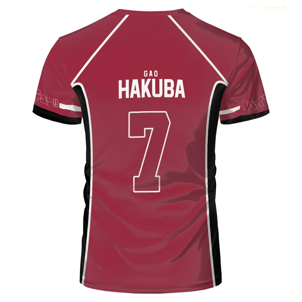 Haikyuu Anime Uniforms T Shirt Fashion Cartoon Cosplay Red Costume T-shirts for Men Karasuno High School Boys Volleyball Jersey