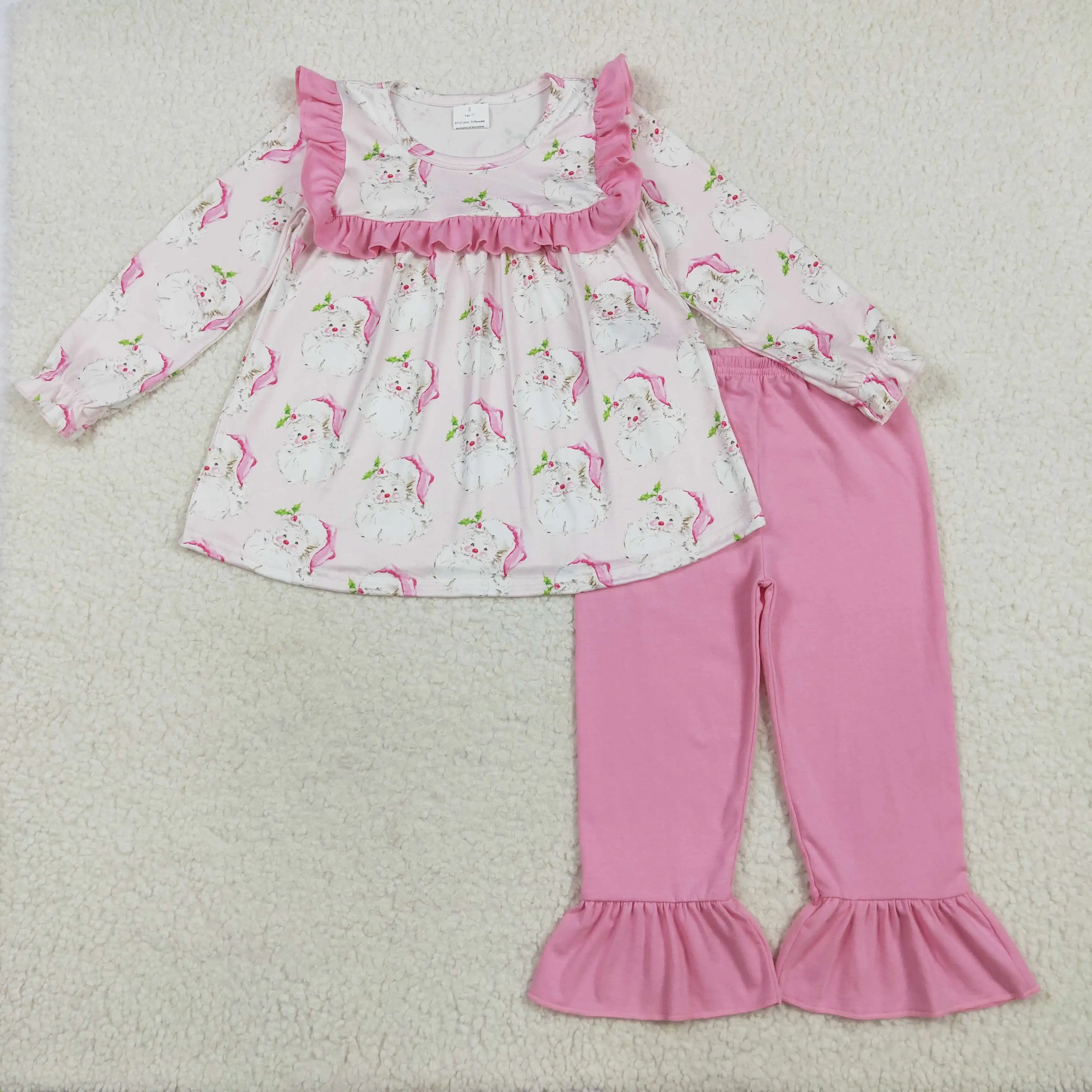 

Baby Girls Pink Santa Tunic And Ruffle Pants Set Christmas Outfit Cute Festive Clothing for Little Ones