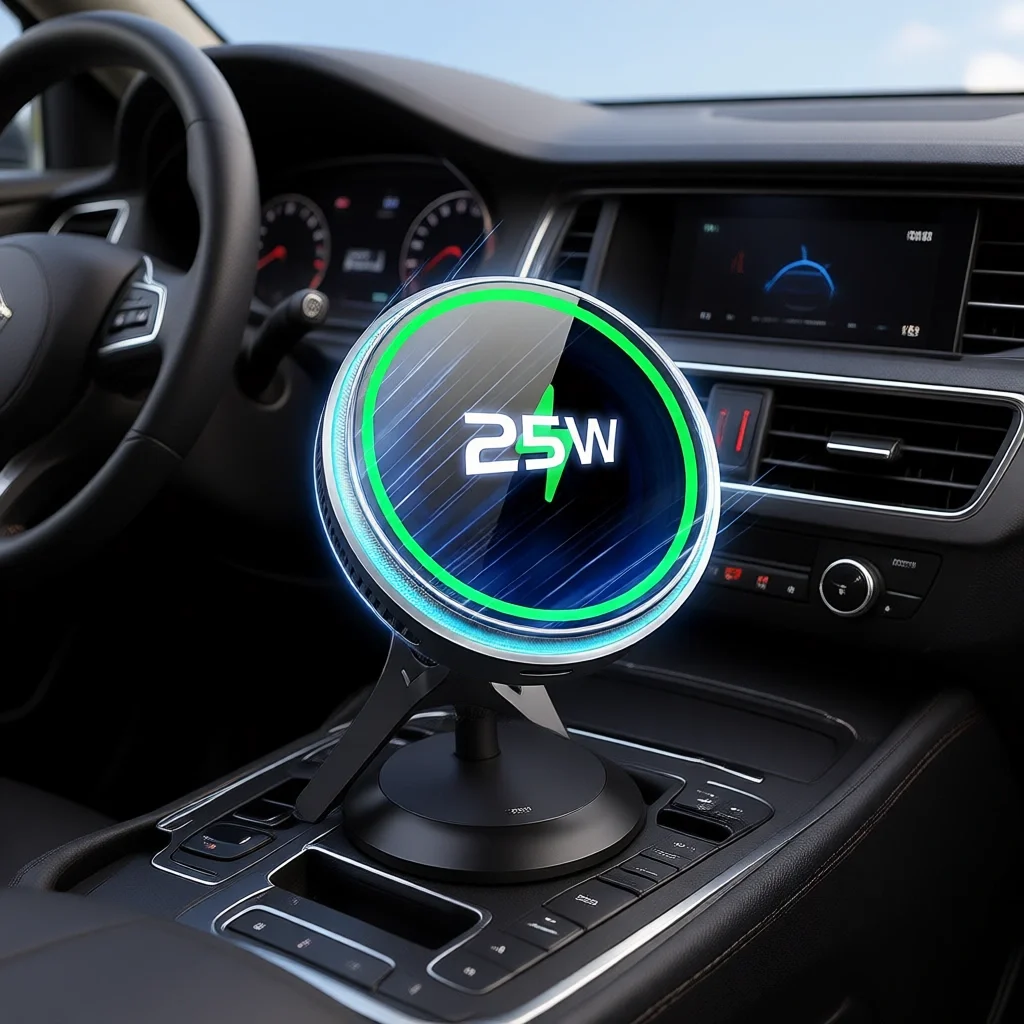 

25W Magnetic Wireless Car Charger Phone Holder with Cooling Fan for Air Vent Fast Charging Compatible with iPhone