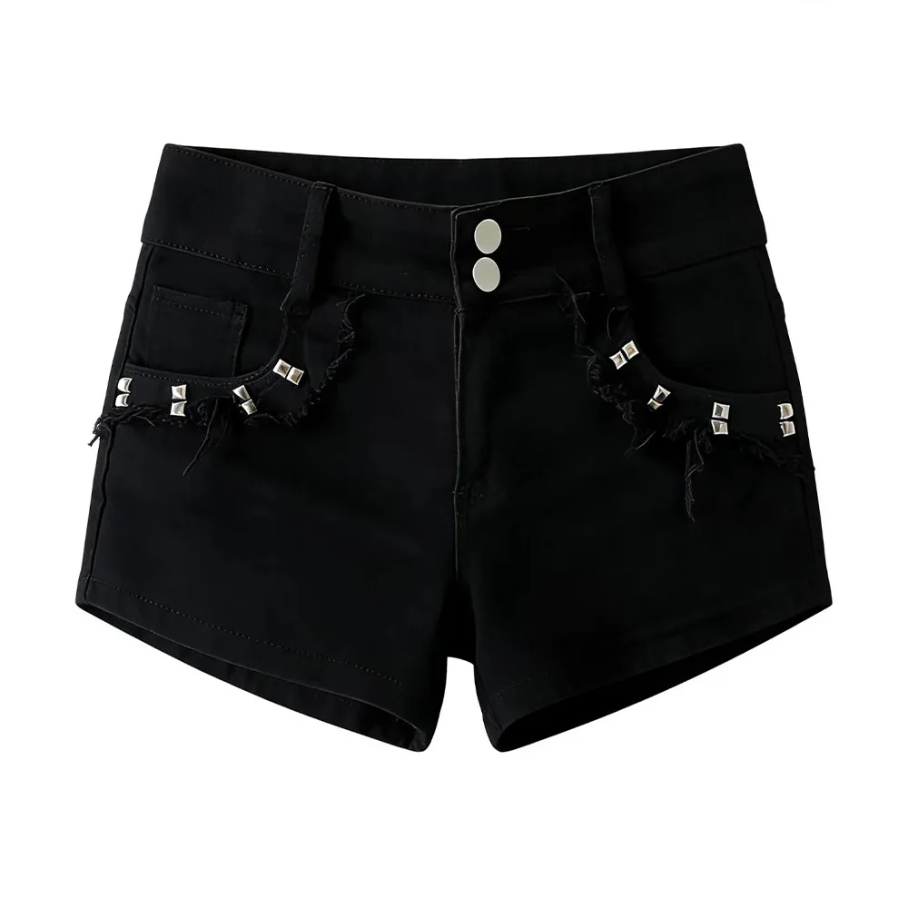 

Women's Black Gothic Denim Shorts Cargo Y2K Harajuku High Street Aesthetic 2000s Fashion 90S Retro Jeans Shorts Clothes 2026